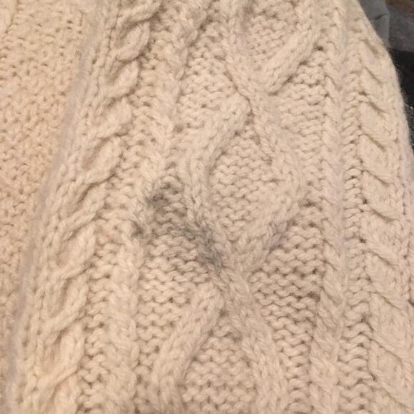 Vtg Blarney Woollen Aran Knit Cream Cardigan Ireland Irish Fisherman Sweater L - Picture 5 of 10